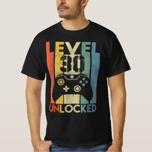 Camiseta Gamer De Vídeo Funny Do Nível 30 Desbloqueado, 30