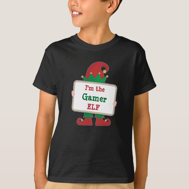 Camiseta Gamer Elf | Crianças de Elf de Natal Personalizada (Frente)