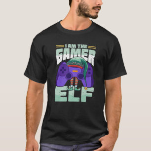 Camiseta Gamer Elf Feriado Engraçado Controle de Jogos