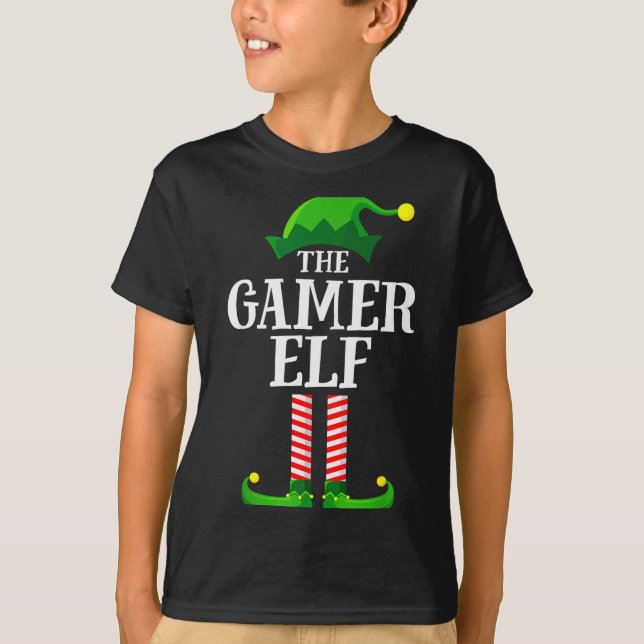 Camiseta Gamer Elf Matching Family Group Christmas Party Py (Frente)