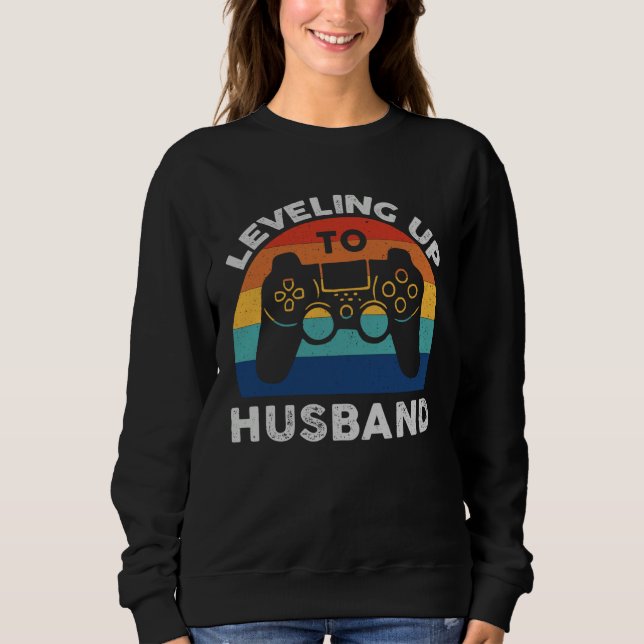 Camiseta Gamer Engagement  Leveling Up To Husband Vintage (Frente)