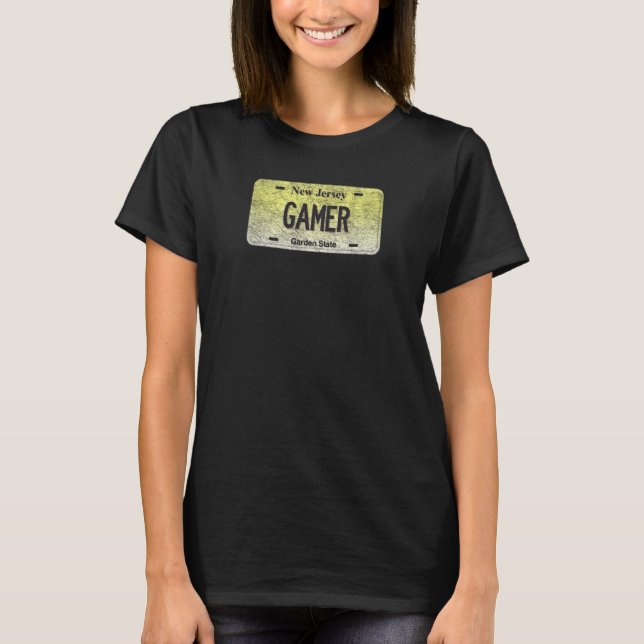 Camiseta Gamer Funny Nj State Vanity Licity Plate (Frente)