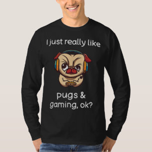 Camiseta Gamer Funny Pug Lover Videos games Cachorros Pug J