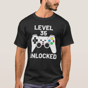 Camiseta Gamer Gamepad de vídeo 35 desbloqueado e engraçado
