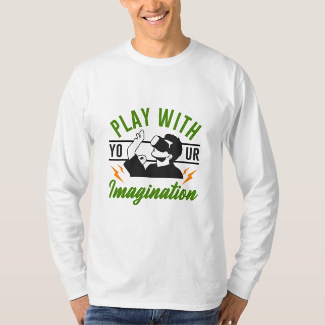 Camiseta Gamer Gift Play Com Sua Imaginação (Frente)