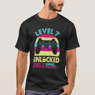 Camiseta Gamer Girl 7 Birthday Nível 7 Desbloqueada Por 7 A