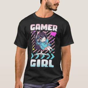 Camiseta Gamer Girl Chibi Anime jogos Coisas bonitas Vídeo