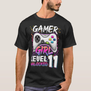 Camiseta Gamer Girl Level 11 Unlocked Video Game 11th Birth