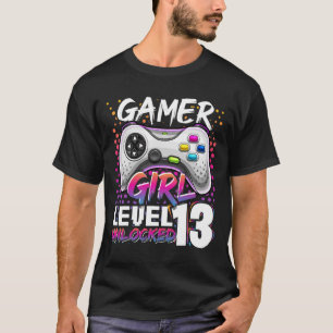 Camiseta Gamer Girl Level 13 Unlocked Video Game 13 Birth