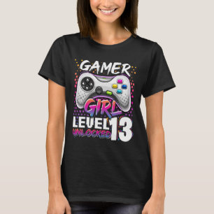 Camiseta Gamer Girl Level 13 Unlocked Video Game 13 Birth
