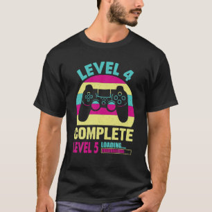 Camiseta Gamer Girl Level 4 Complete Funny 4Th Wedding Anni