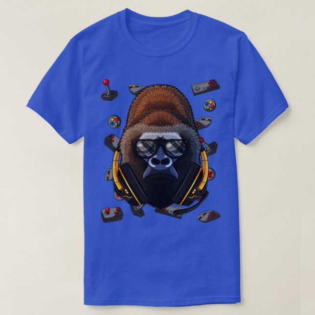 Camiseta Gamer Gorilla Jogos Jogadores De Vídeo Animal (Frente do Design)