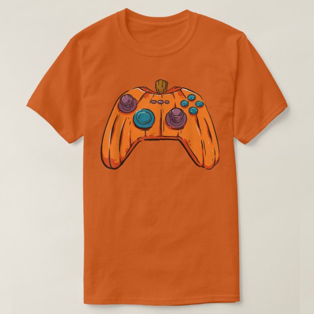 Camiseta Gamer Halloween Jack O Lanterna Controladora Pumpk (Frente do Design)