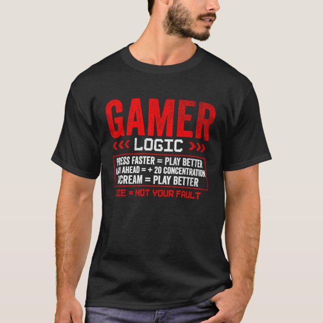 Camiseta Gamer Logic Press lean gritar Gaming (Frente)