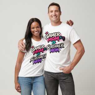 Camiseta Gamer Mãe vs Gritona Mãe Diversão no jogo