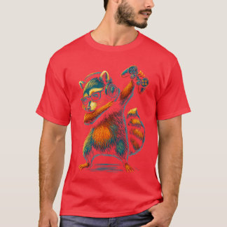 Camiseta Gamer Mapache Vídeos Engraçados de Jogos Dabbing J