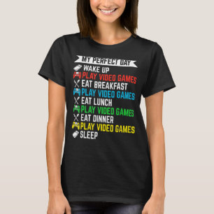 Camiseta Gamer Meu Dia Perfeito Jogar Video Games Piada Ado