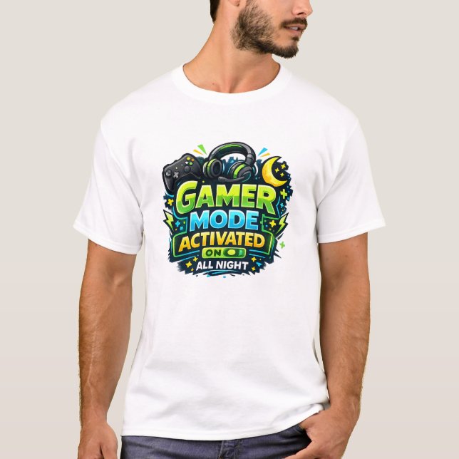 Camiseta Gamer Mode Activated All Night (Frente)