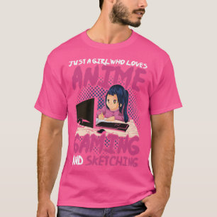 Camiseta Gamer Otaku Girl Manga Sketching Anime