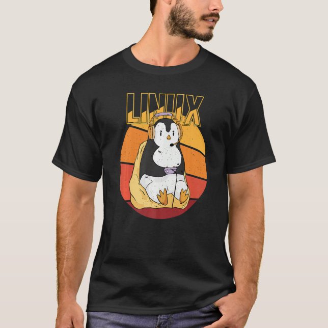 Camiseta Gamer Penguin Linux Root Party Programmer Com (Frente)