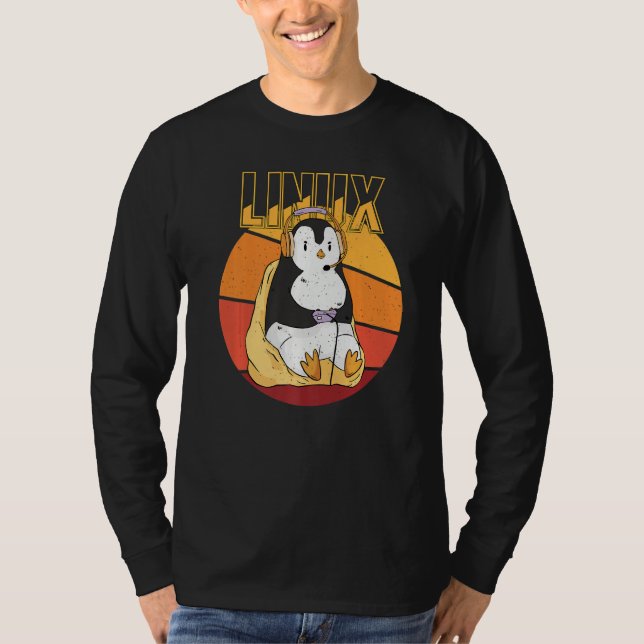 Camiseta Gamer Penguin Linux Root Party Programmer Com (Frente)