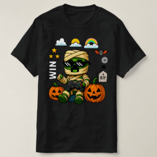 Camiseta Gamer Pixel Abóbora Múmia Homens Crianças Menino H