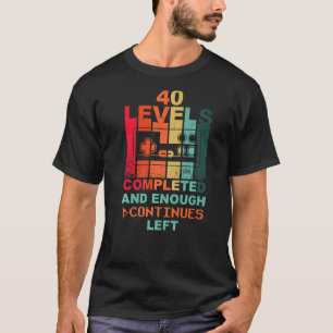 Camiseta Gamer Retro Gamepad Nível 40 aniversário de 40 ano