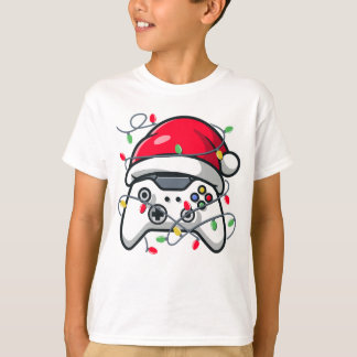 Camiseta Gamer Santa Hat do Controlador de Vídeo