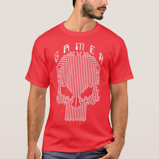 Camiseta Gamer Skull Computer Circuit Vídeo Engraçado Jogos