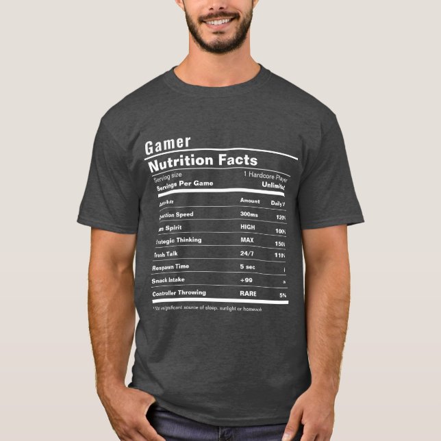 Camiseta Gamer Stats Engraçado Etiqueta Personalizada Dossi (Frente)