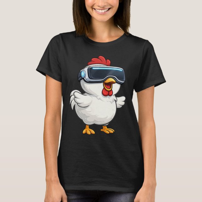 Camiseta Gamer Vr de Frango de Desenho Fofo (Frente)