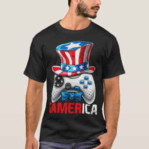 Camiseta Gamerica 4 de julho Video Game American Flag Uncl