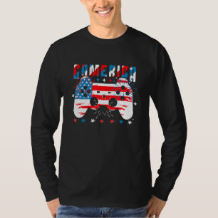 Camiseta Gamerica 4 de julho Vídeo Jogo Bandeira Americano