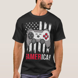 Camiseta Gamerica Video Game 4 de julho Boys American Flag