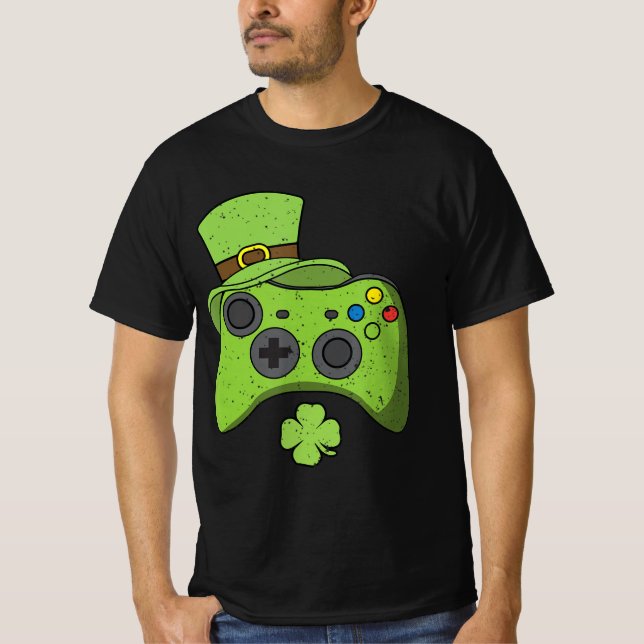 Camiseta Gamers de Dias de São Patrícios do Console de Jogo (Frente)