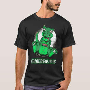 Camiseta Gamersaurus Gamer Jogando Dinossauro Pun Dinossaur