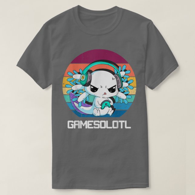 Camiseta Gamesolotl Aolotl Video Gamer Kawaii Pastel Gótico (Frente do Design)