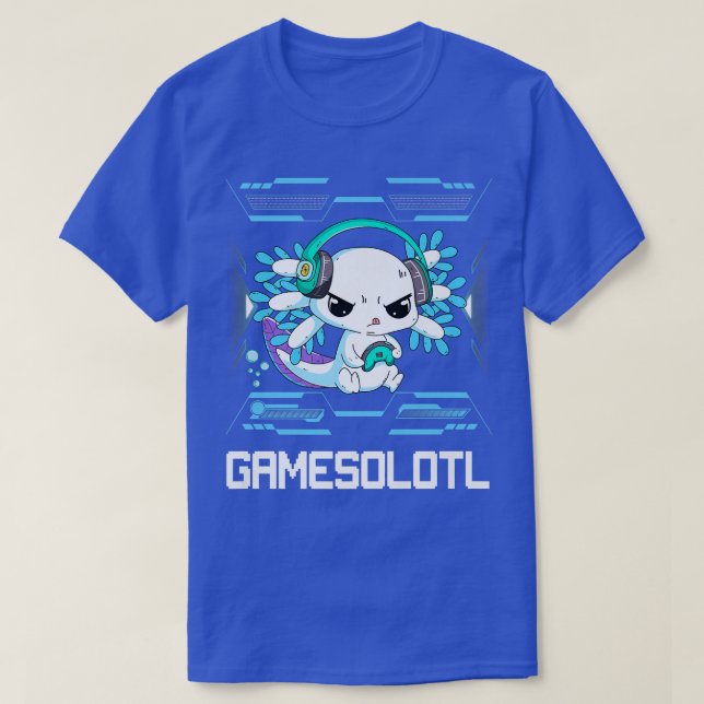 Camiseta Gamesolotl Aolotl Video Gamer Kawaii Pastel Gótico (Frente do Design)