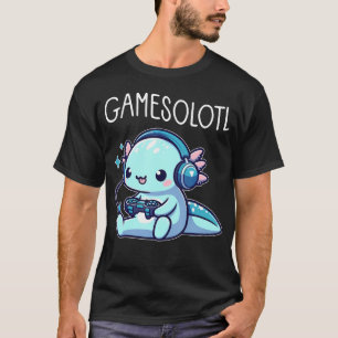 Camiseta Gamesolotl Axolote Gamer Anime Jogo Kawaii