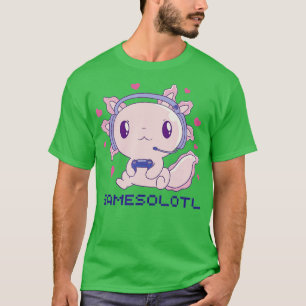 Camiseta Gamesolotl Axolotl Fish Tocando Videos games Lizar