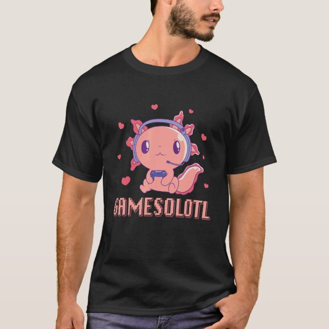 Camiseta Gamesolotl Axolotl Gamer Axolotl Cute Kids Girl (Frente)