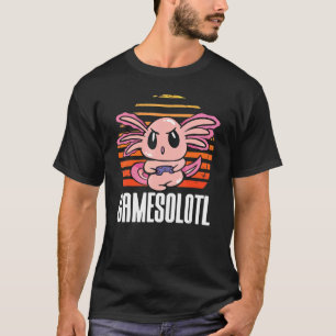 Camiseta Gamesolotl Axolotl Gamer Reproduzindo Videos games