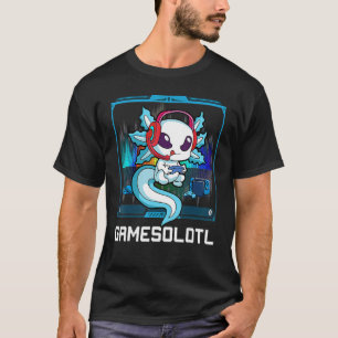 Camiseta Gamesolotl Axolotl Jogos de Vídeo para Jogos