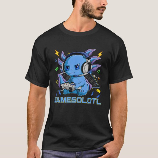Camiseta Gamesolotl Axolotl Video Game Controller Gaming Bo (Frente)