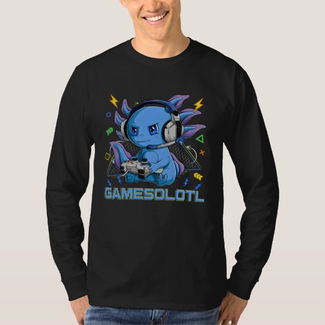Camiseta Gamesolotl Axolotl Video Game Controller Gaming Bo (Frente)