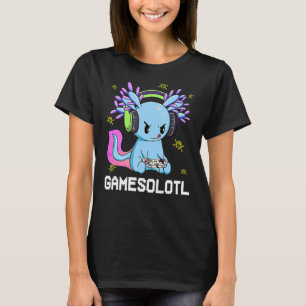 Camiseta Gamesolotl Gamer Axolotl Peixes Jogando Videos gam