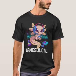 Camiseta Gamesolotl Gamer Axolotl Peixes Jogando Videos gam