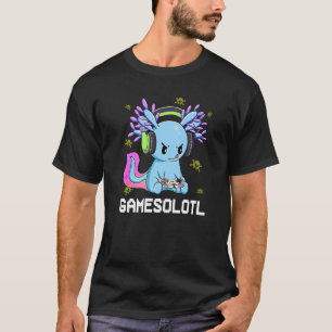 Camiseta Gamesolotl Gamer Axolotl Peixes Jogando Videos gam