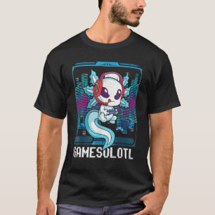 Camiseta Gamesolotl Gamer Axolotl Peixes Jogando Videos gam