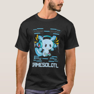 Camiseta Gamesolotl Gamer Axolotl Peixes Jogando Videos gam